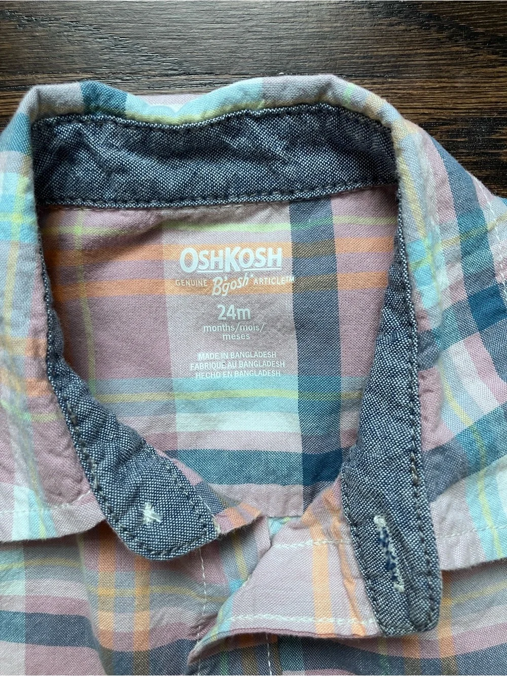 Boy’s Short Sleeve Cotton Button Down Shirt in Purple Plaid